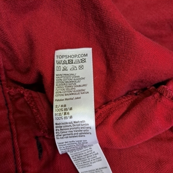𝅺topshop MOTO Red Boxy‎ Denim Jacket - Picture 9 of 14